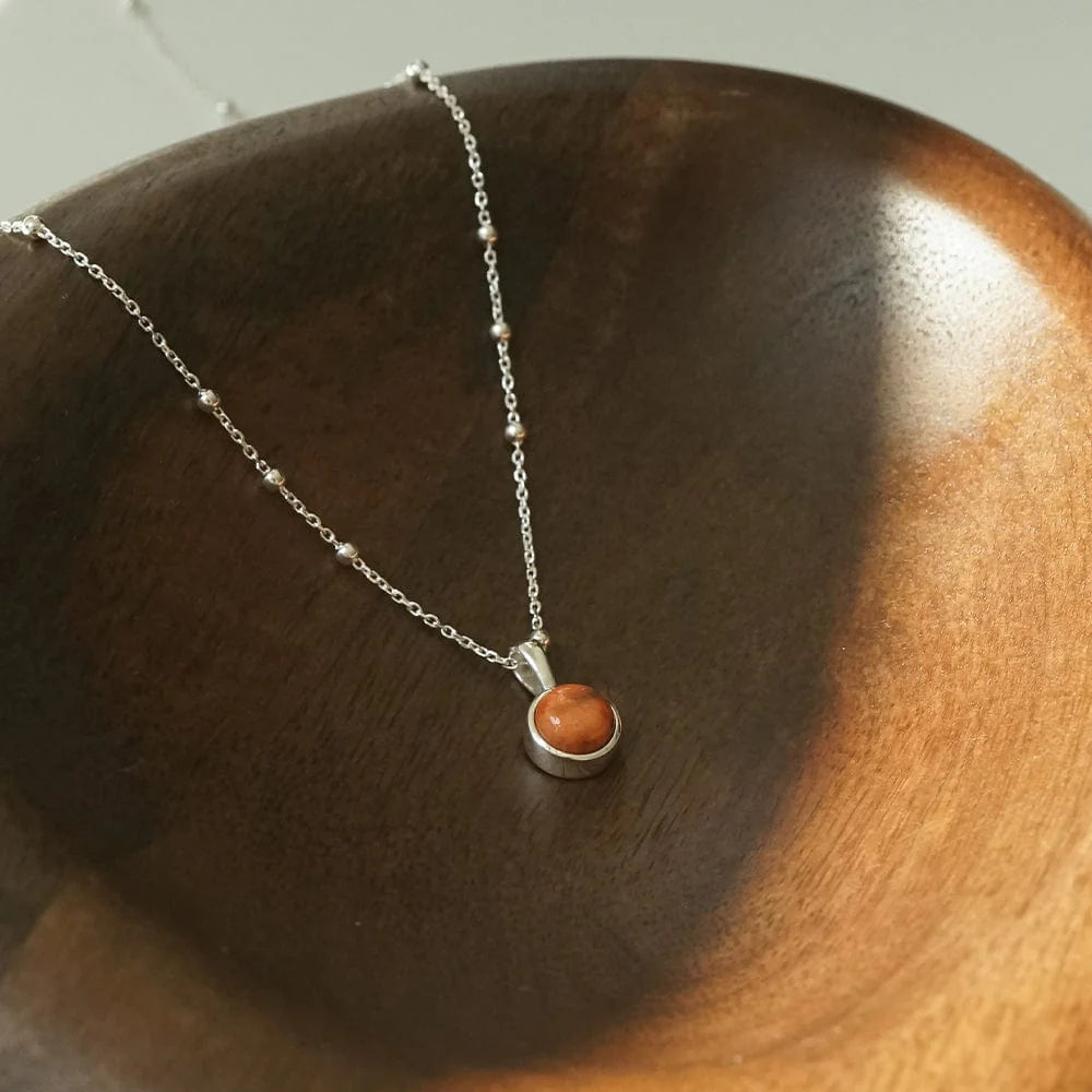 Daisy London - Red Coral Healing Stone Necklace - Silver