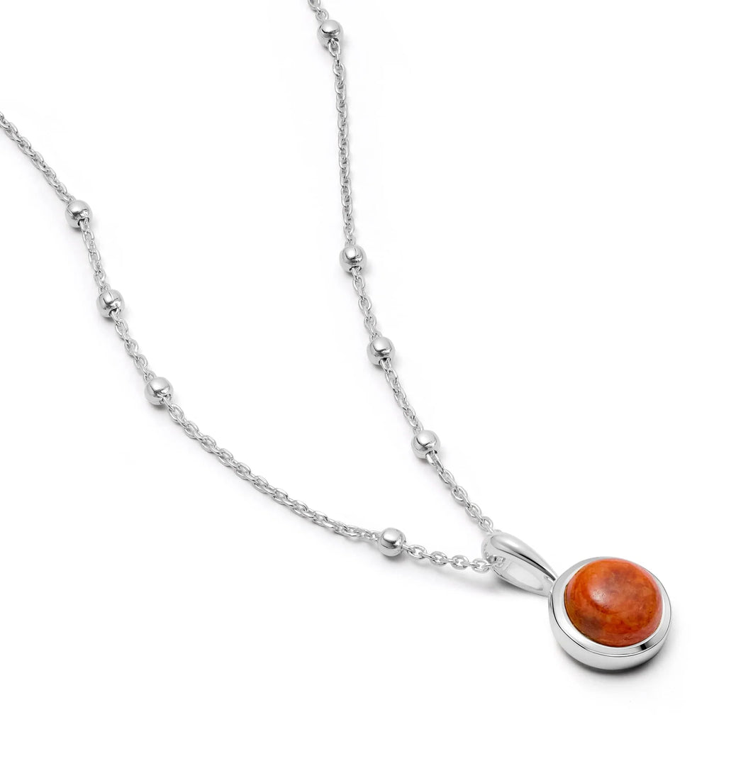 Daisy London - Red Coral Healing Stone Necklace - Silver
