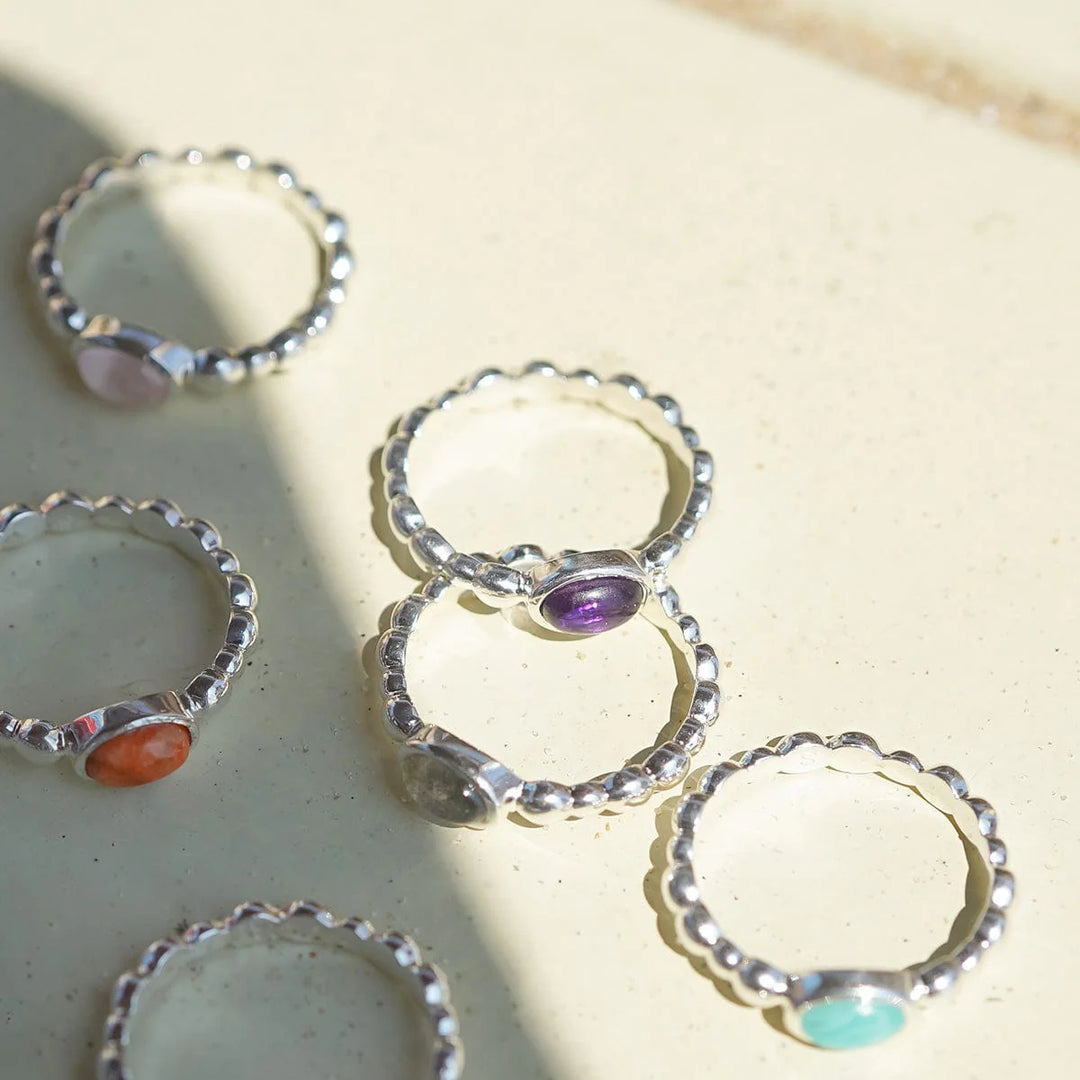 Daisy London - Amethyst Healing Stone Bobble Ring - Silver