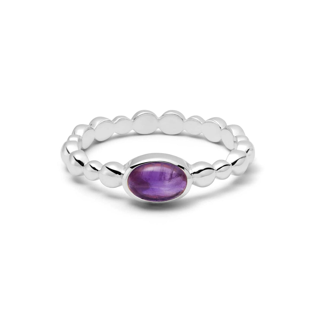 Daisy London - Amethyst Healing Stone Bobble Ring - Silver