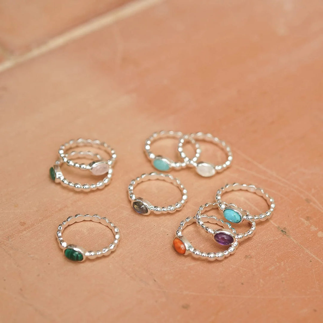 Daisy London - Amethyst Healing Stone Bobble Ring - Silver