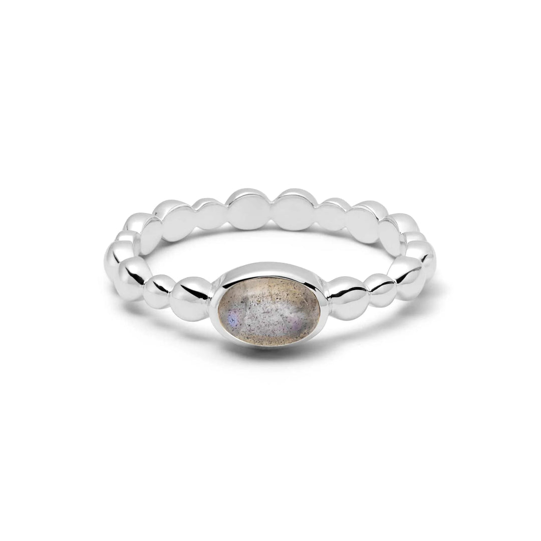Daisy London - Labradorite Healing Stone Bobble Ring - Silver