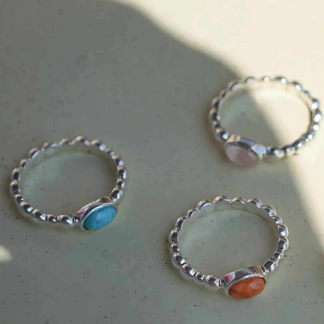 Daisy London - Turquoise Healing Stone Bobble Ring - Silver