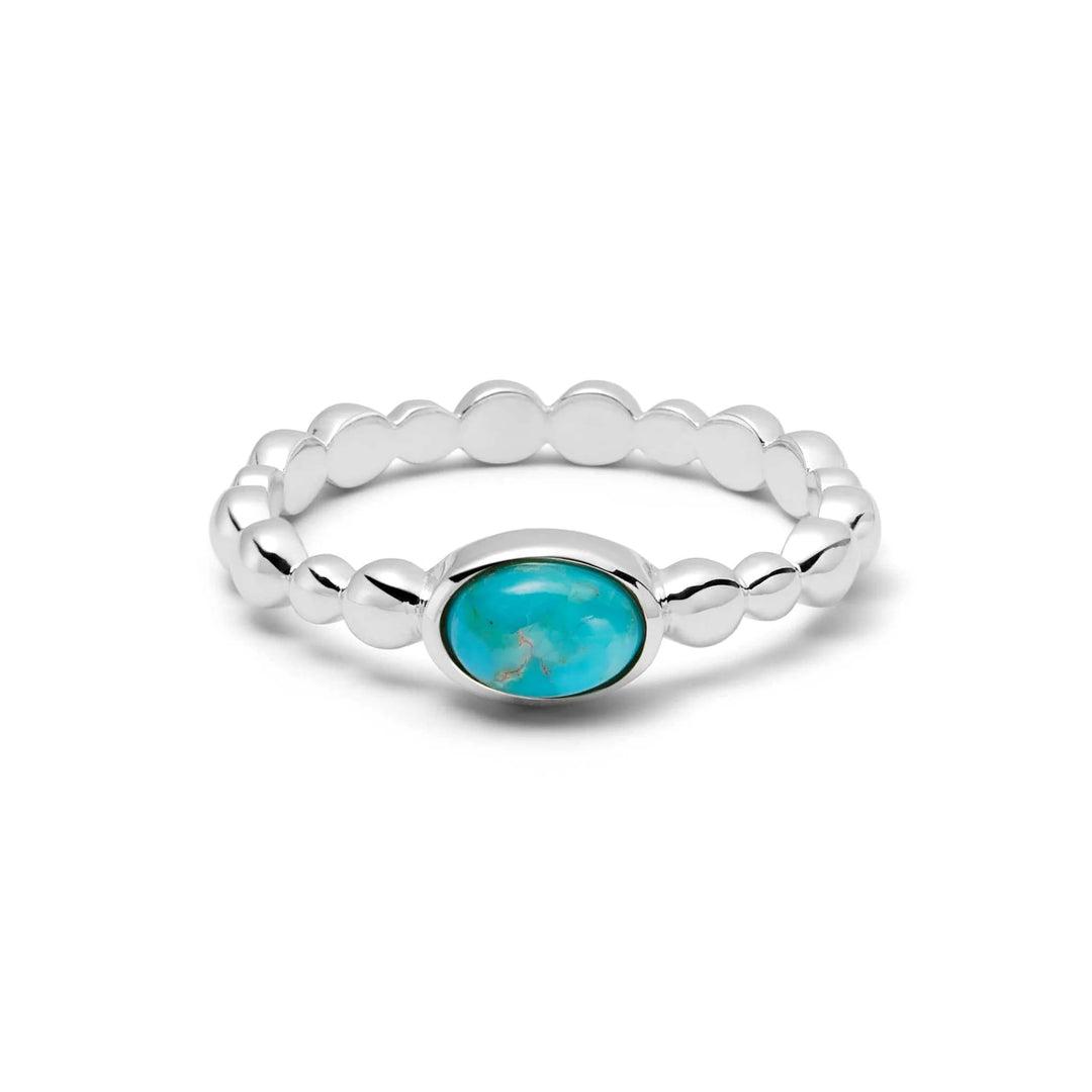 Daisy London - Turquoise Healing Stone Bobble Ring - Silver