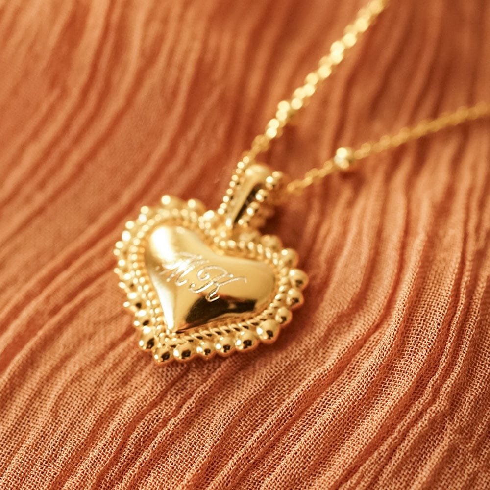 Daisy London - Mini Engravable Bobble Heart Necklace - Gold