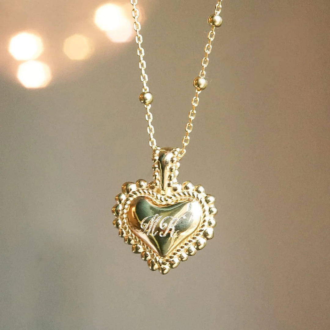 Daisy London - Mini Engravable Bobble Heart Necklace - Gold