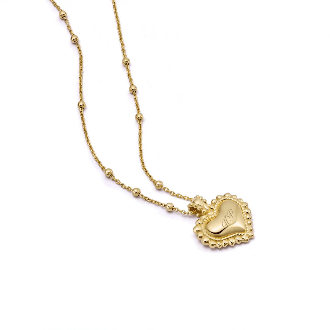 Daisy London - Mini Engravable Bobble Heart Necklace - Gold