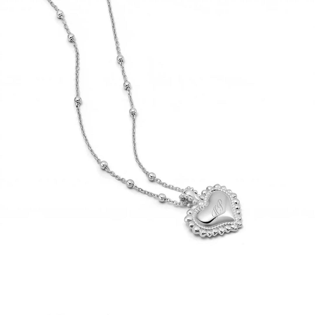 Daisy London - Mini Engravable Bobble Heart Necklace - Silver