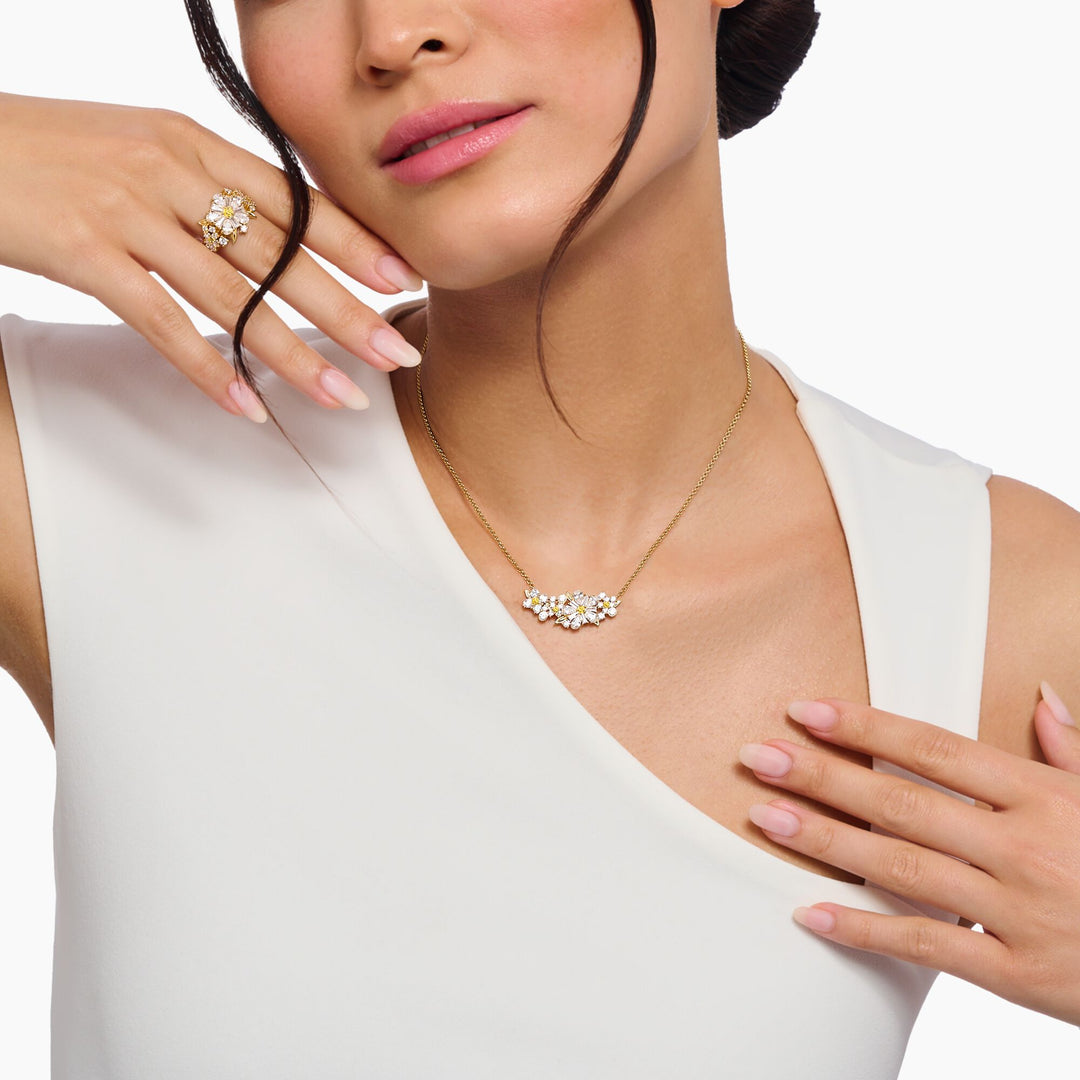 Thomas Sabo - Lovely Daisy CZ Flower Necklace - Gold