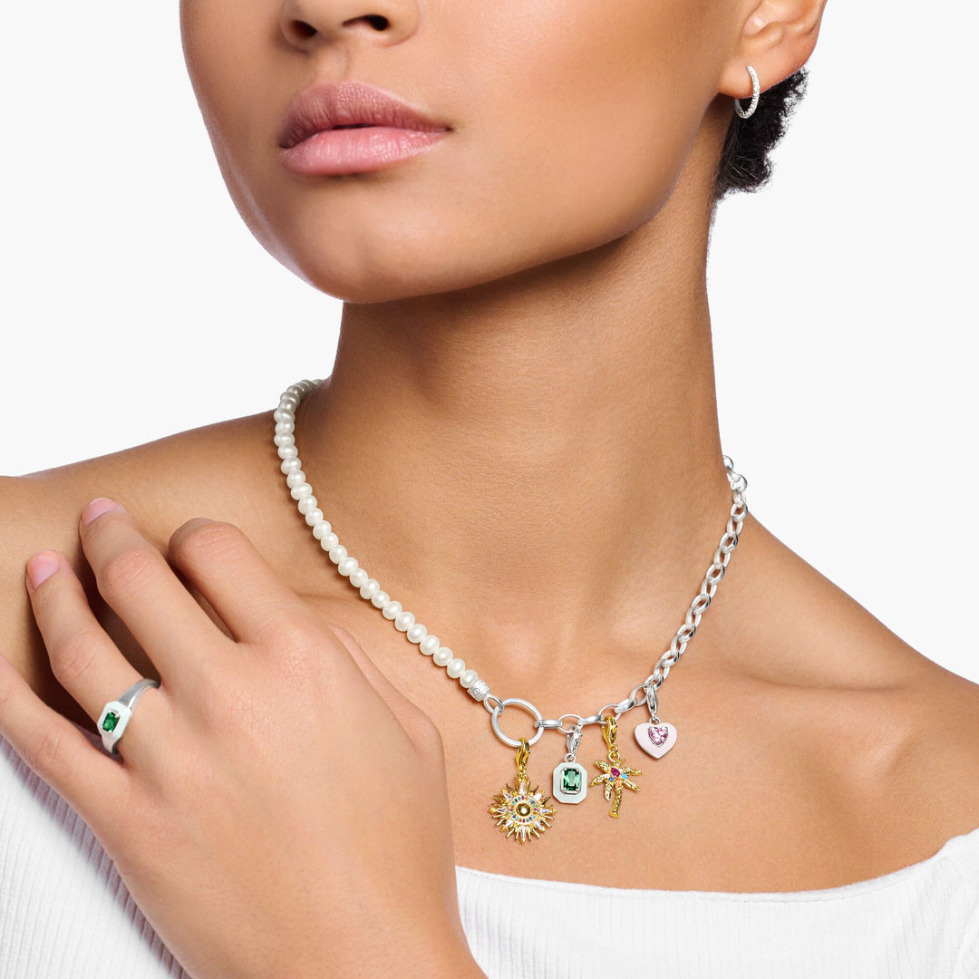 Thomas Sabo - White Pearl Charm Necklace - Silver