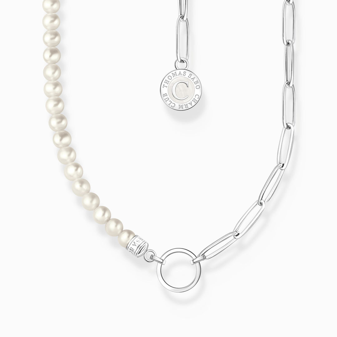Thomas Sabo - White Pearl and Charmista Member Charm Necklace - Silver