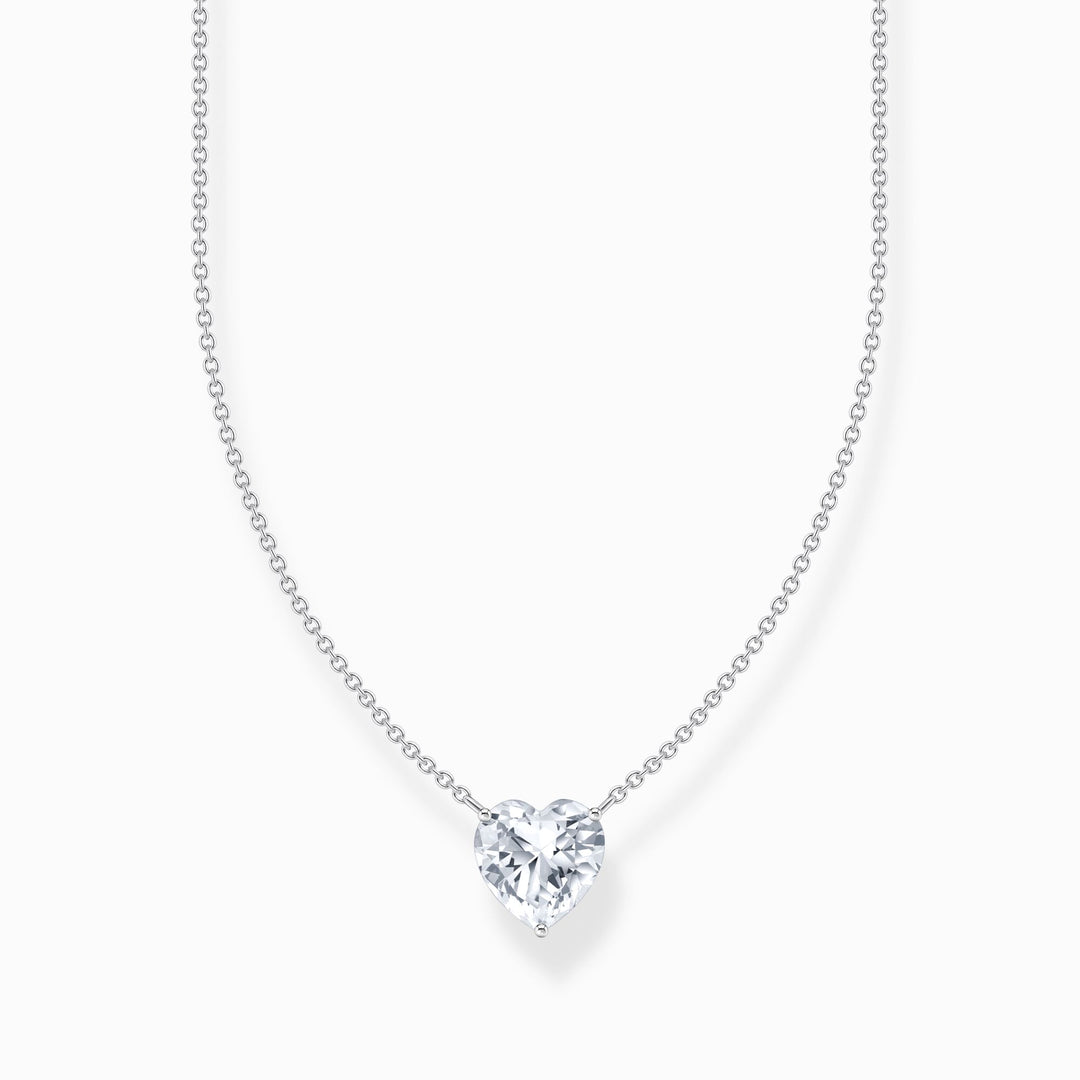 Thomas Sabo - White Heart Shaped Pendant Necklace - Silver