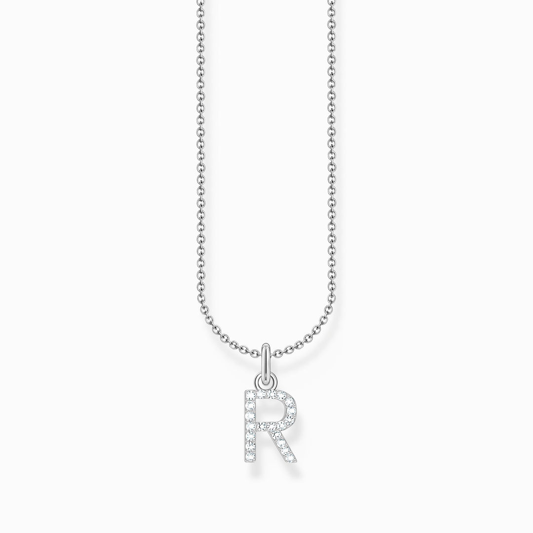 Thomas Sabo - White CZ Letter R Pendant Necklace - Silver