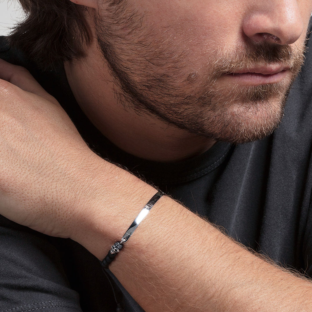 Thomas Sabo - Adjustable Engraveable Skull Obsidian Bracelet
