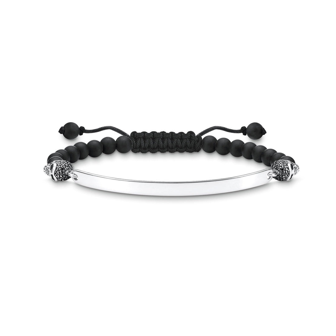 Thomas Sabo - Adjustable Engraveable Skull Obsidian Bracelet