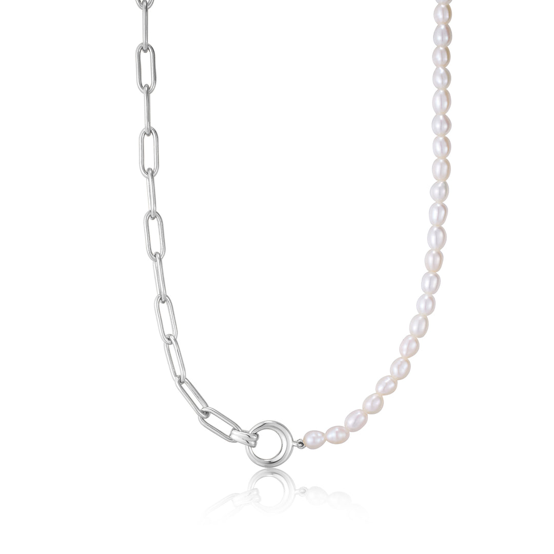 Ania Haie - Pearl Chunky Link Chain Necklace - Silver