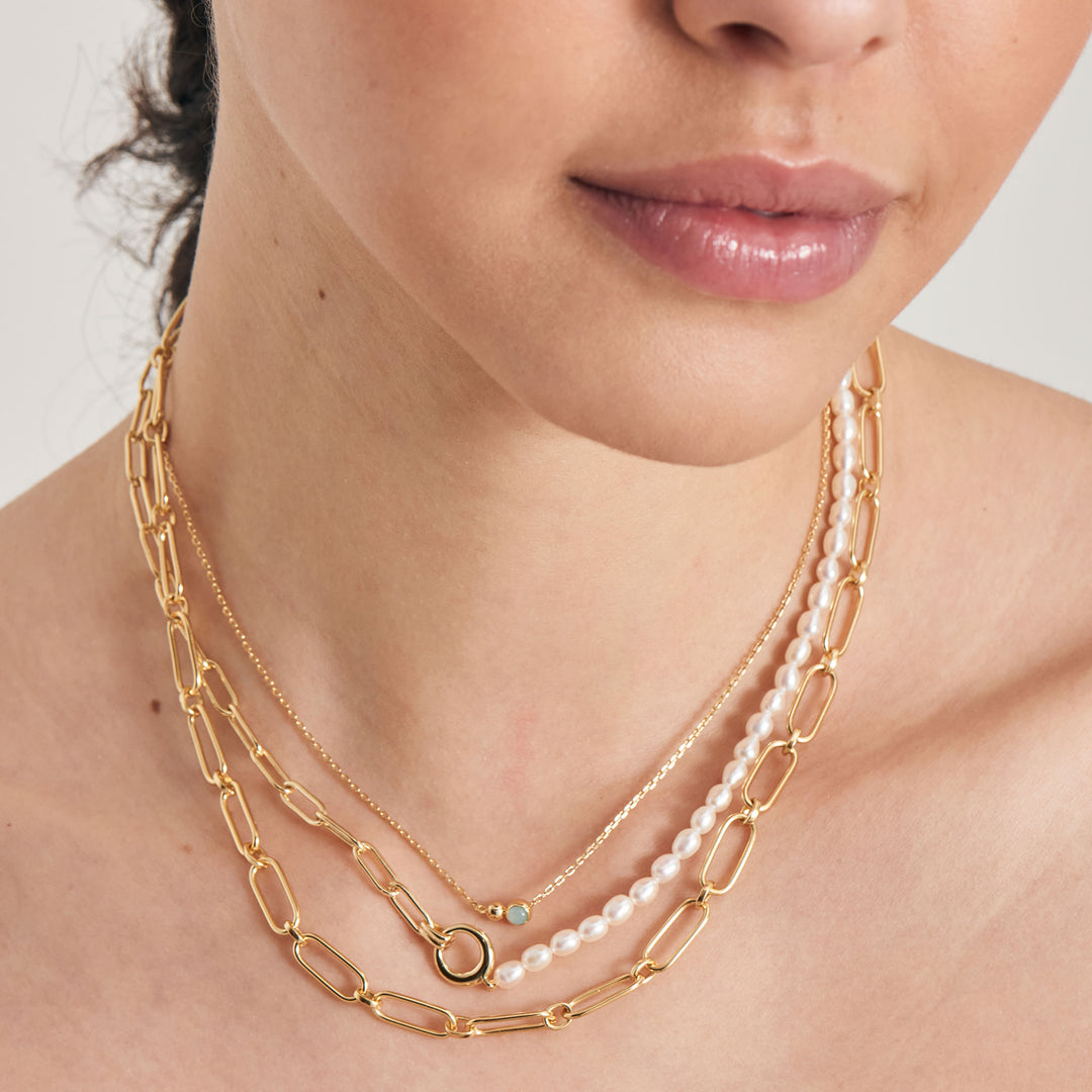 Ania Haie - Pearl Chunky Link Chain Necklace - Gold