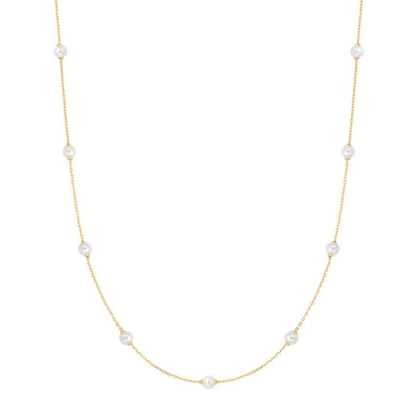 Ania Haie - Shell Pearl Station Chain Necklace - Gold