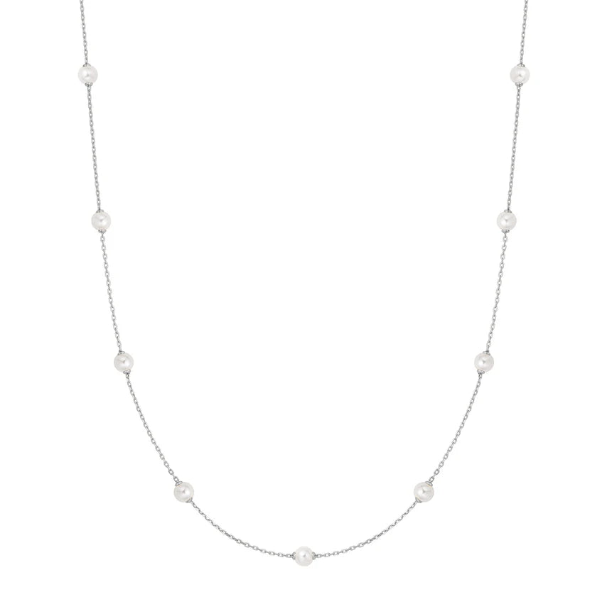 Ania Haie - Shell Pearl Station Chain Necklace - Silver