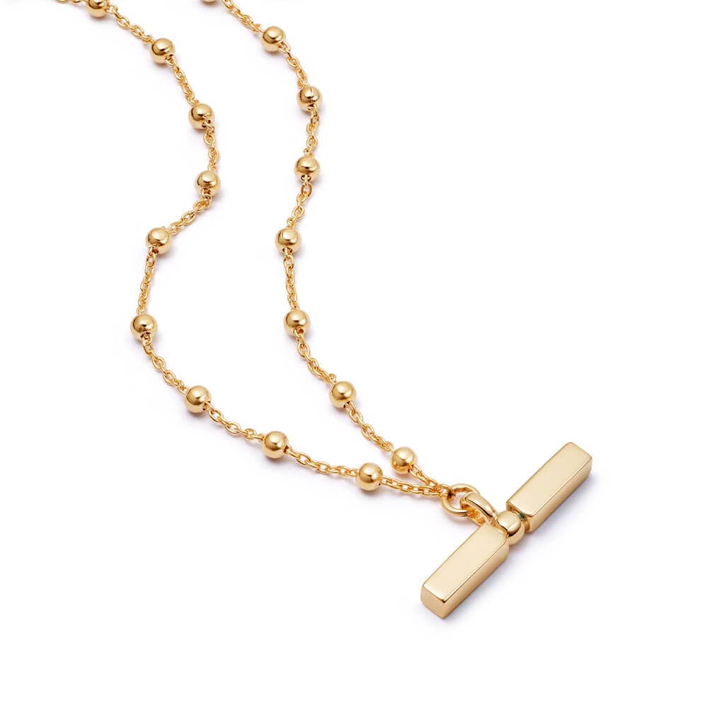 Daisy London - T Bar Bobble Chain Necklace - Gold