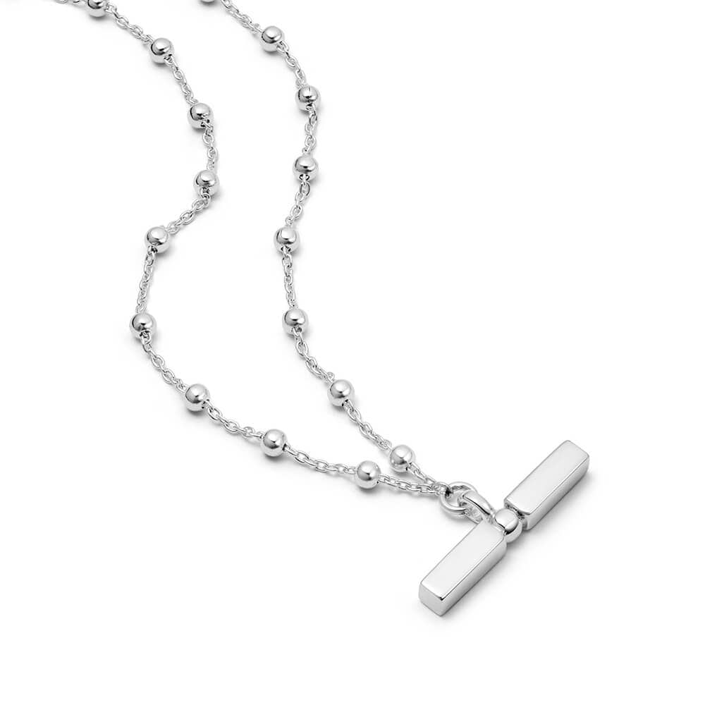 Daisy London - T Bar Bobble Chain Necklace - Silver