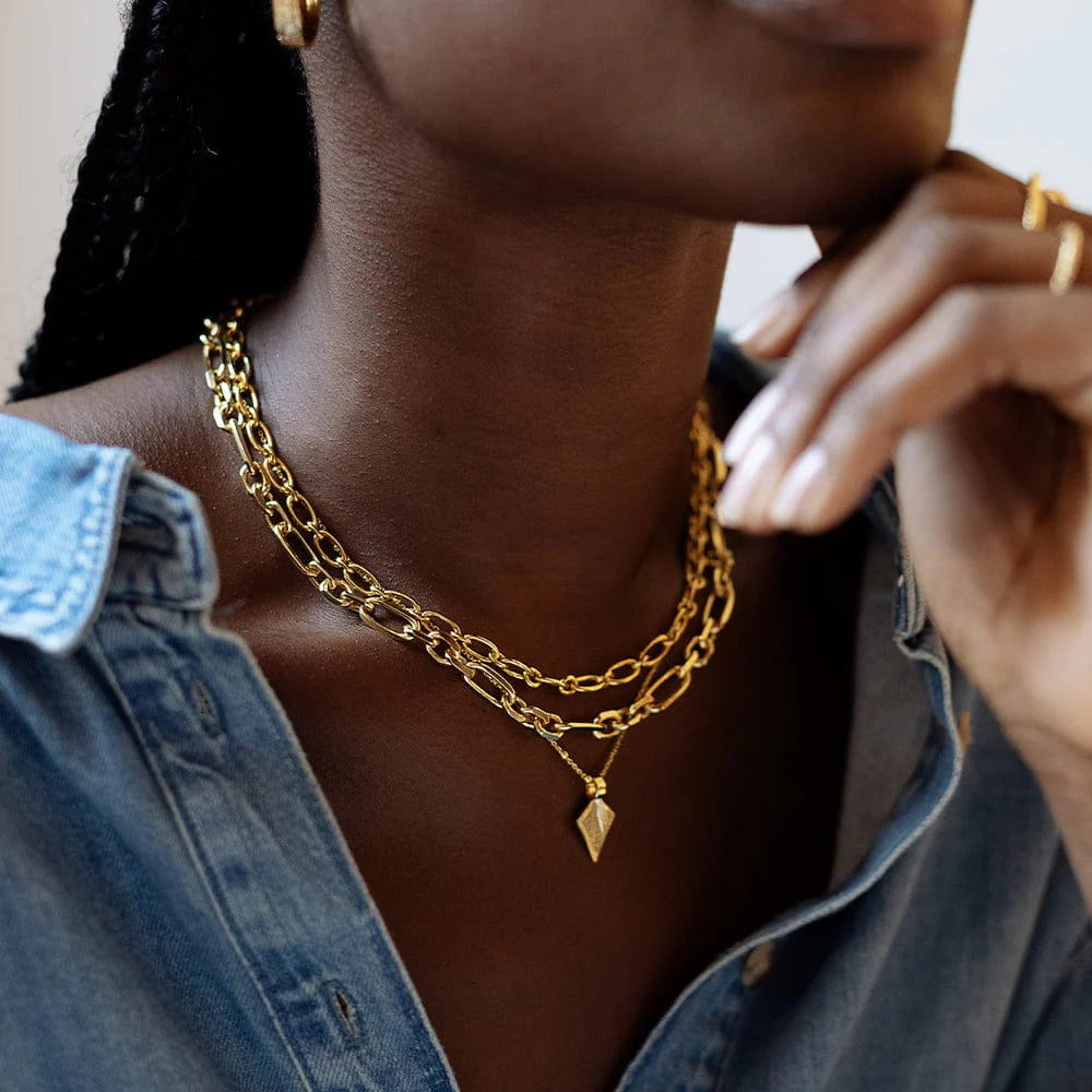 Daisy London - Stacked Linked Chain Necklace - Gold