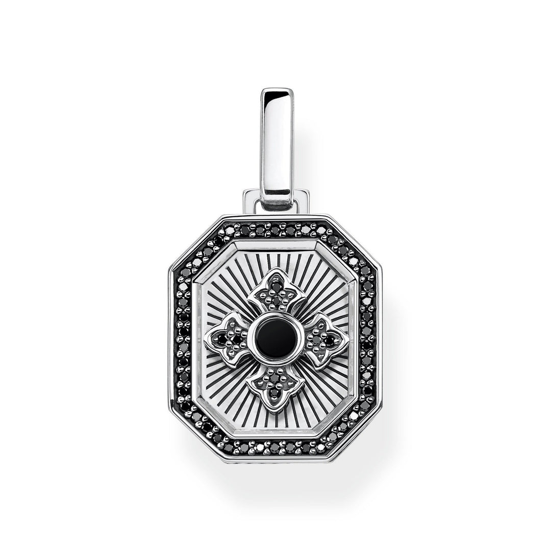 Thomas Sabo - Blackened Silver/Onyx and Zirconia Cross Pendant