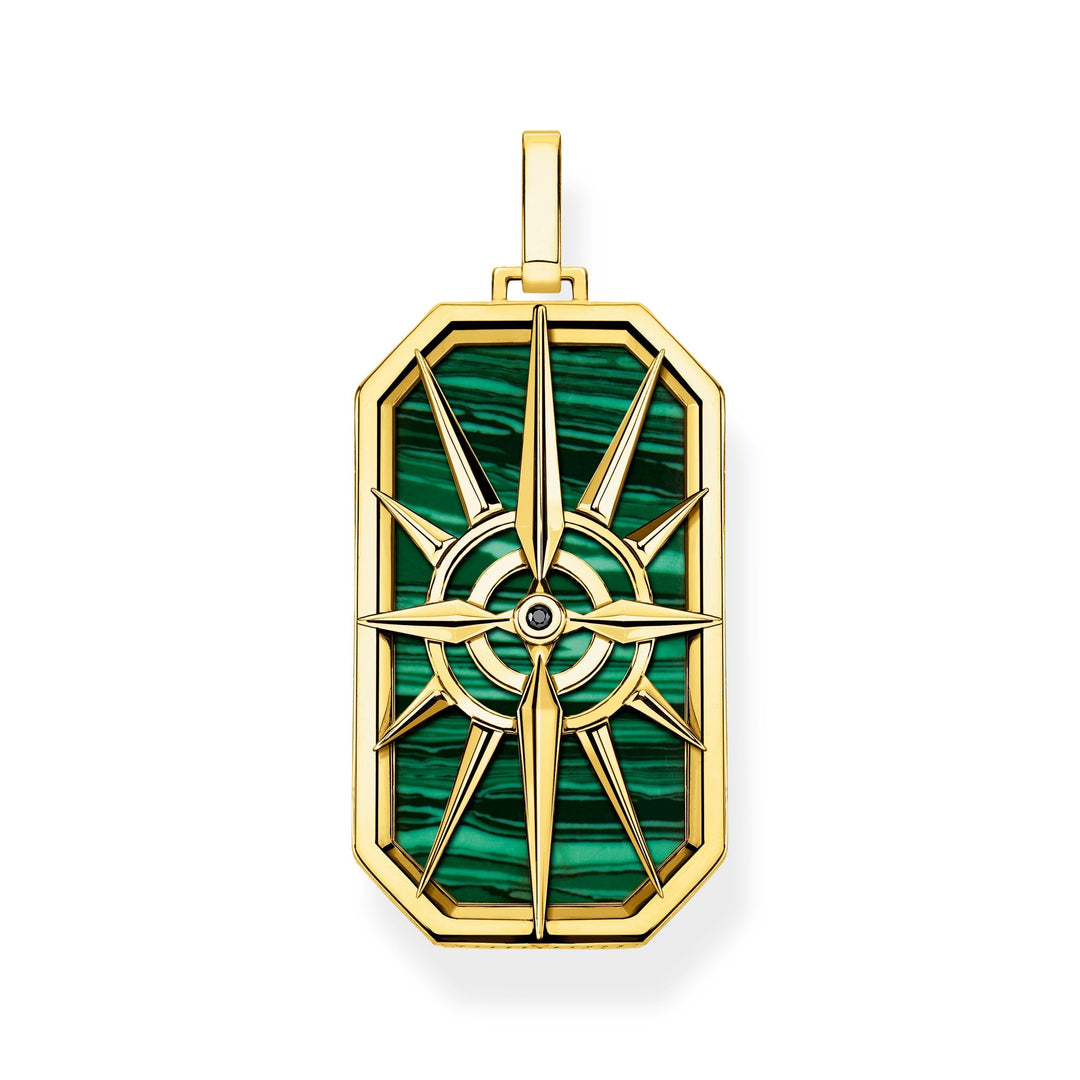 Thomas Sabo - Large Gold and Malachite Compass Pendant
