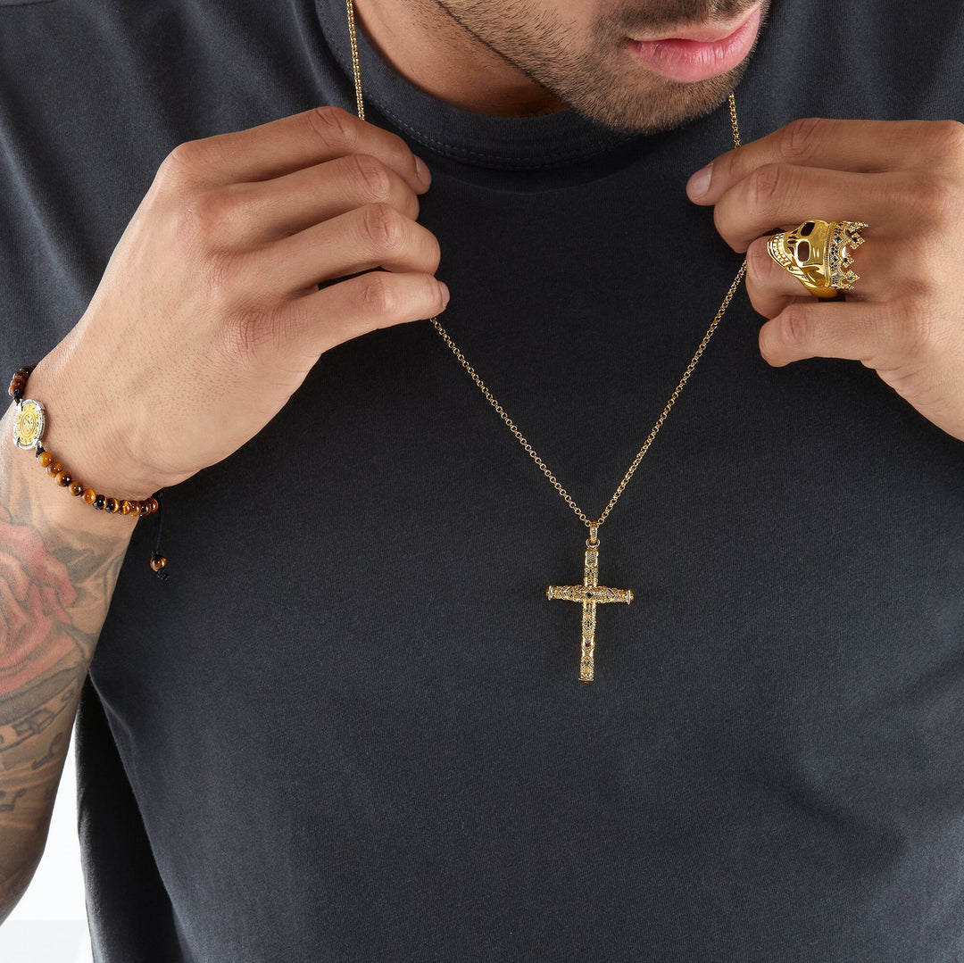 Thomas Sabo - Gold and Black Zirconia Cross Pendant
