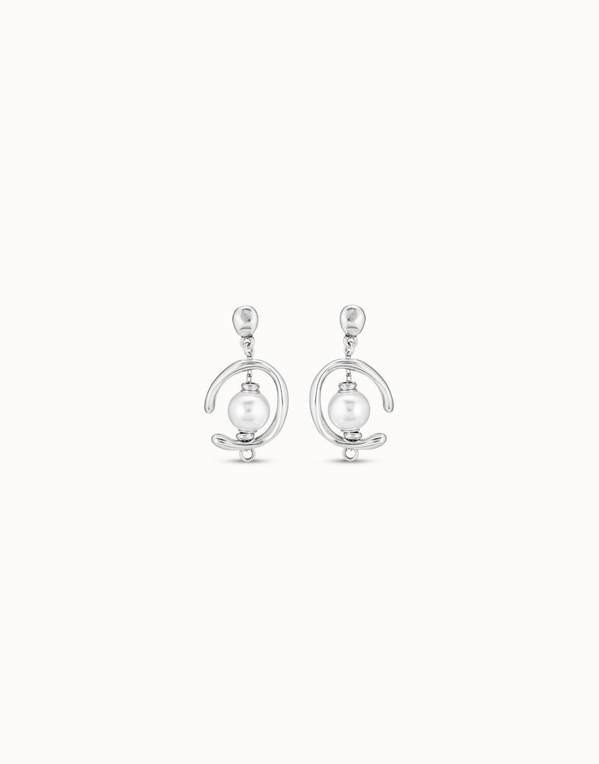 UNOde50 - Pearl Hoop Earrings - Silver