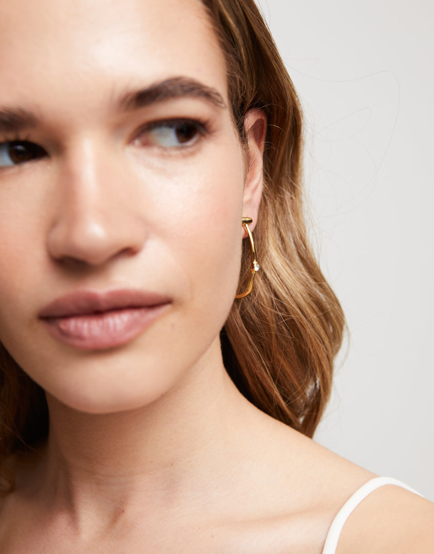 UNOde50 - White Topaz Hoop Earrings - Gold