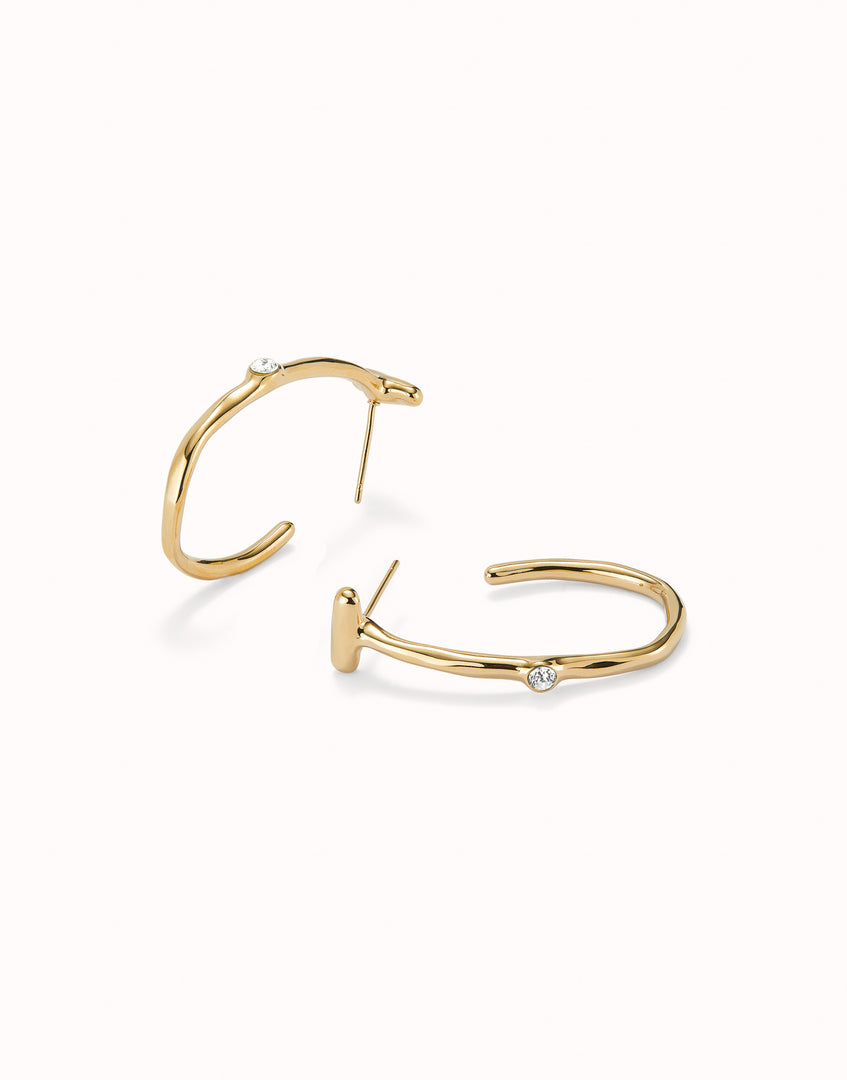 UNOde50 - White Topaz Hoop Earrings - Gold