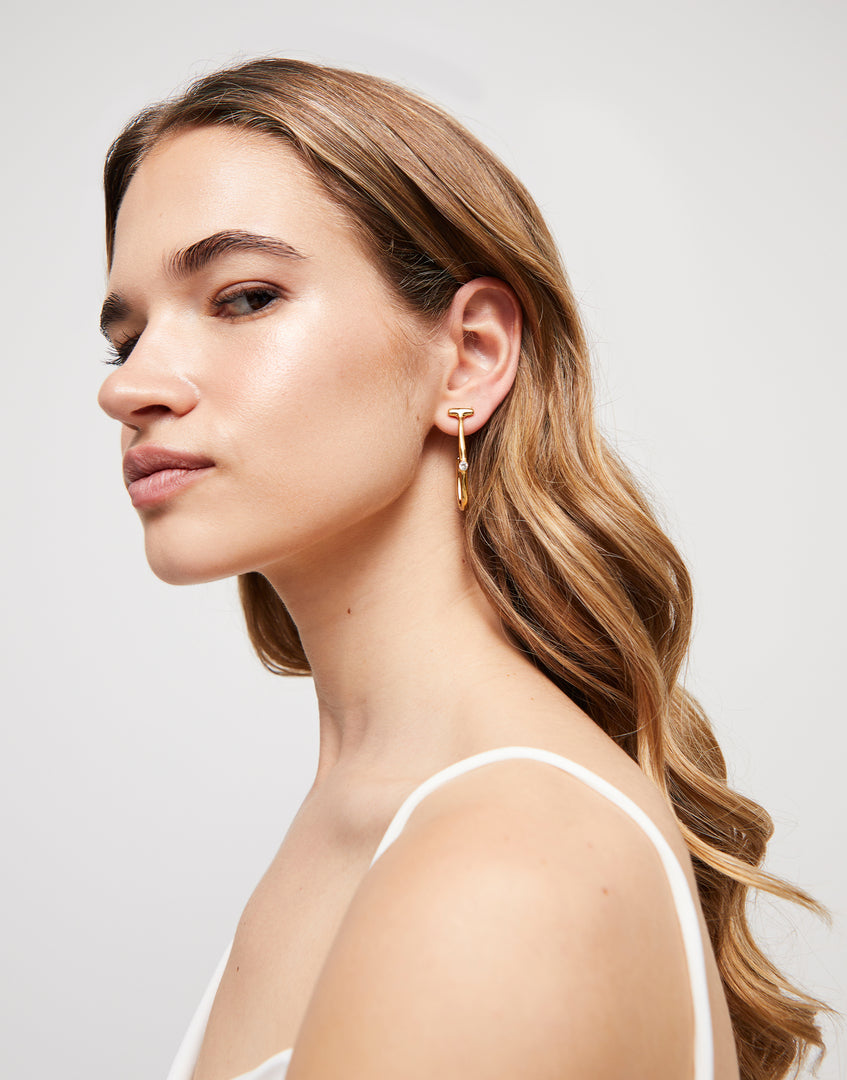 UNOde50 - White Topaz Hoop Earrings - Gold