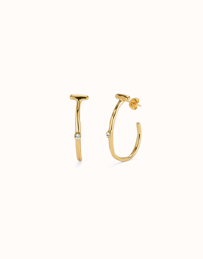 UNOde50 - White Topaz Hoop Earrings - Gold