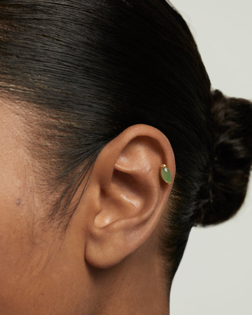 PDPAOLA - Green Aventurine Nomad Single Earring - Gold