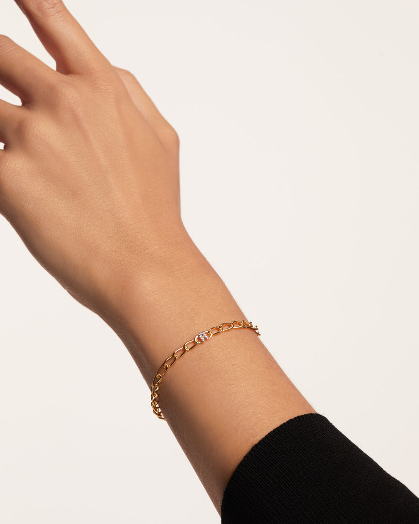 PDPAOLA - Letter 'R' Chain Bracelet - Gold