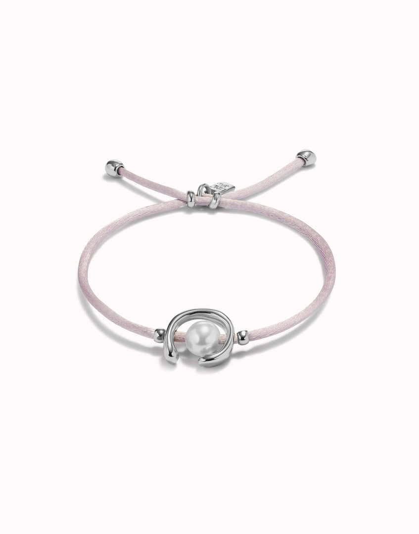 UNOde50 - Lilac Cord and Shell Pearl Bracelet - Silver