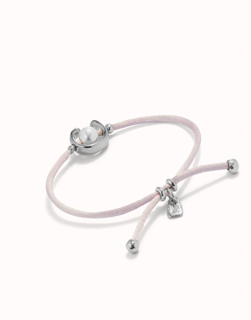 UNOde50 - Lilac Cord and Shell Pearl Bracelet - Silver