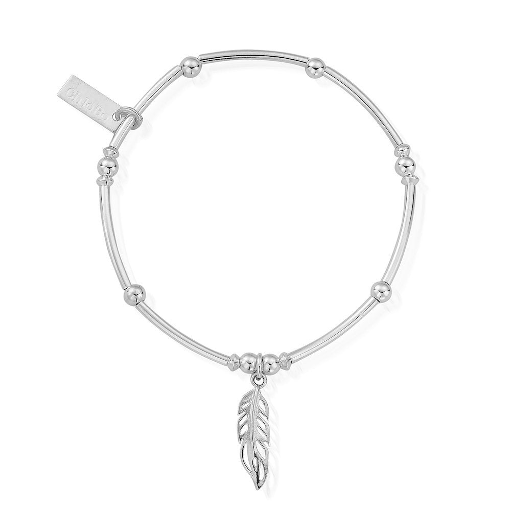 ChloBo - Mini Noodle Ball Feather Bracelet - Silver