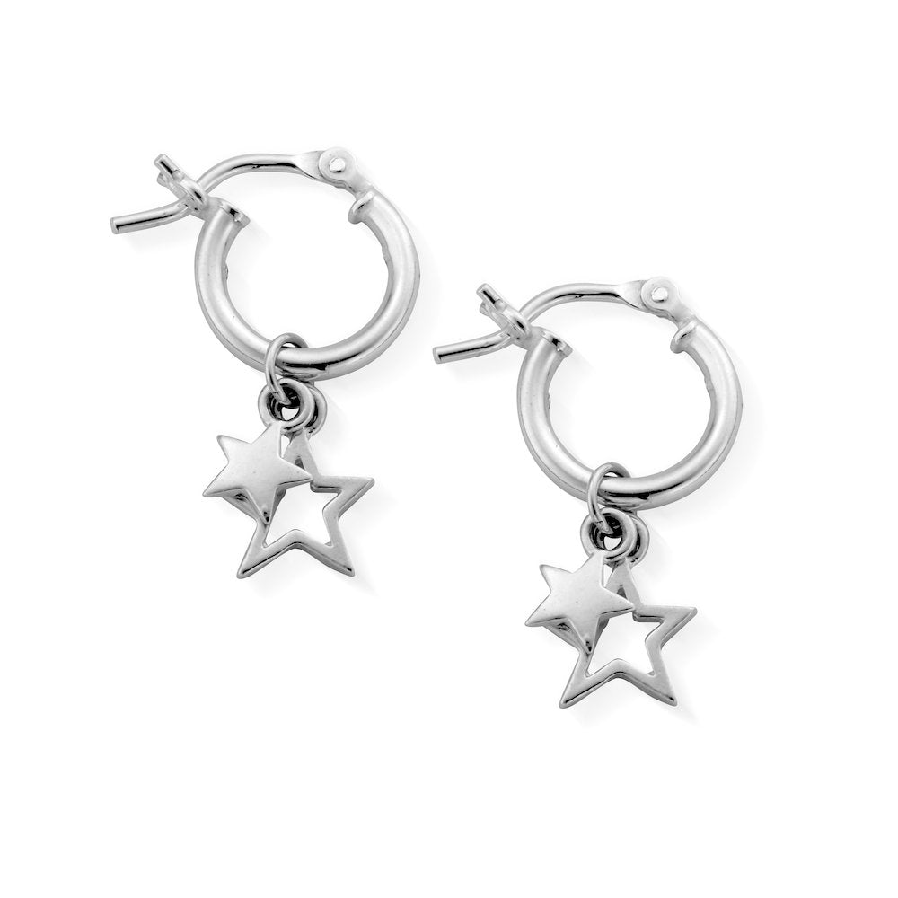 ChloBo - Double Star Small Hoops - Silver
