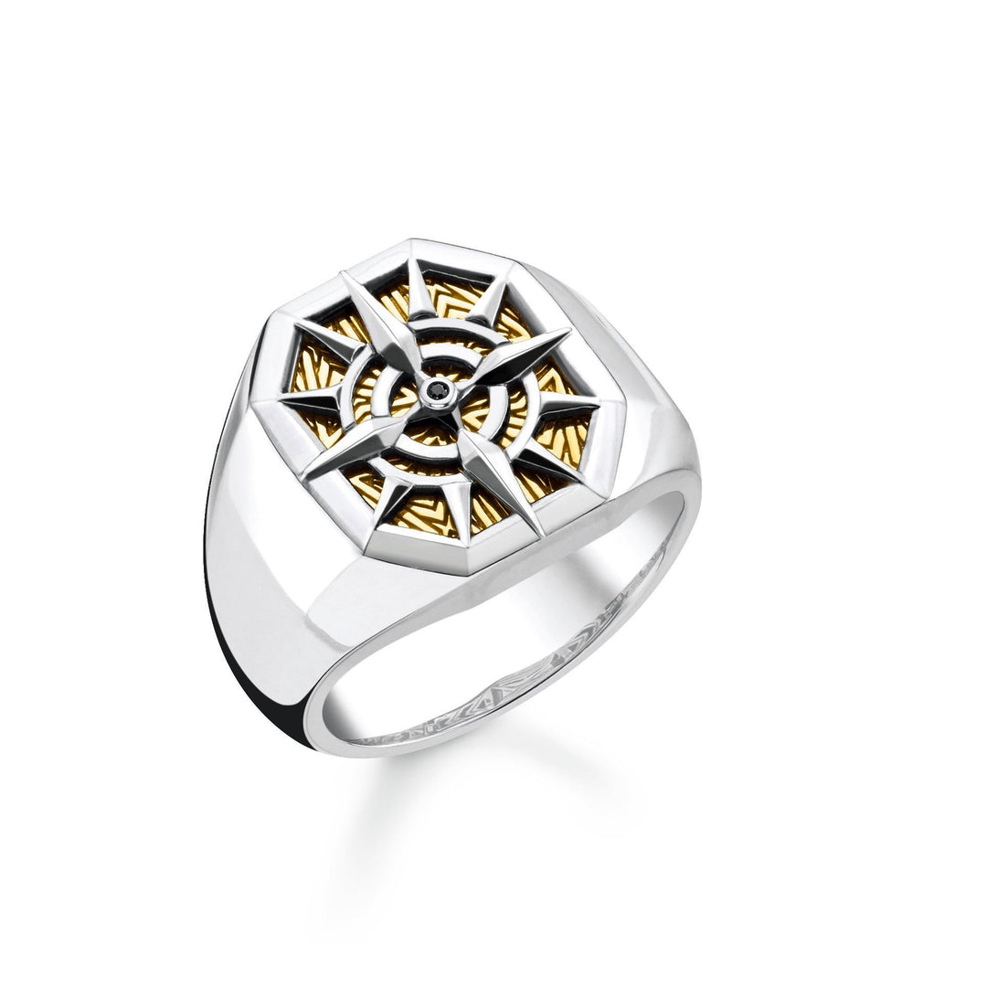 Thomas Sabo - Silver and Gold Compass Signet Ring