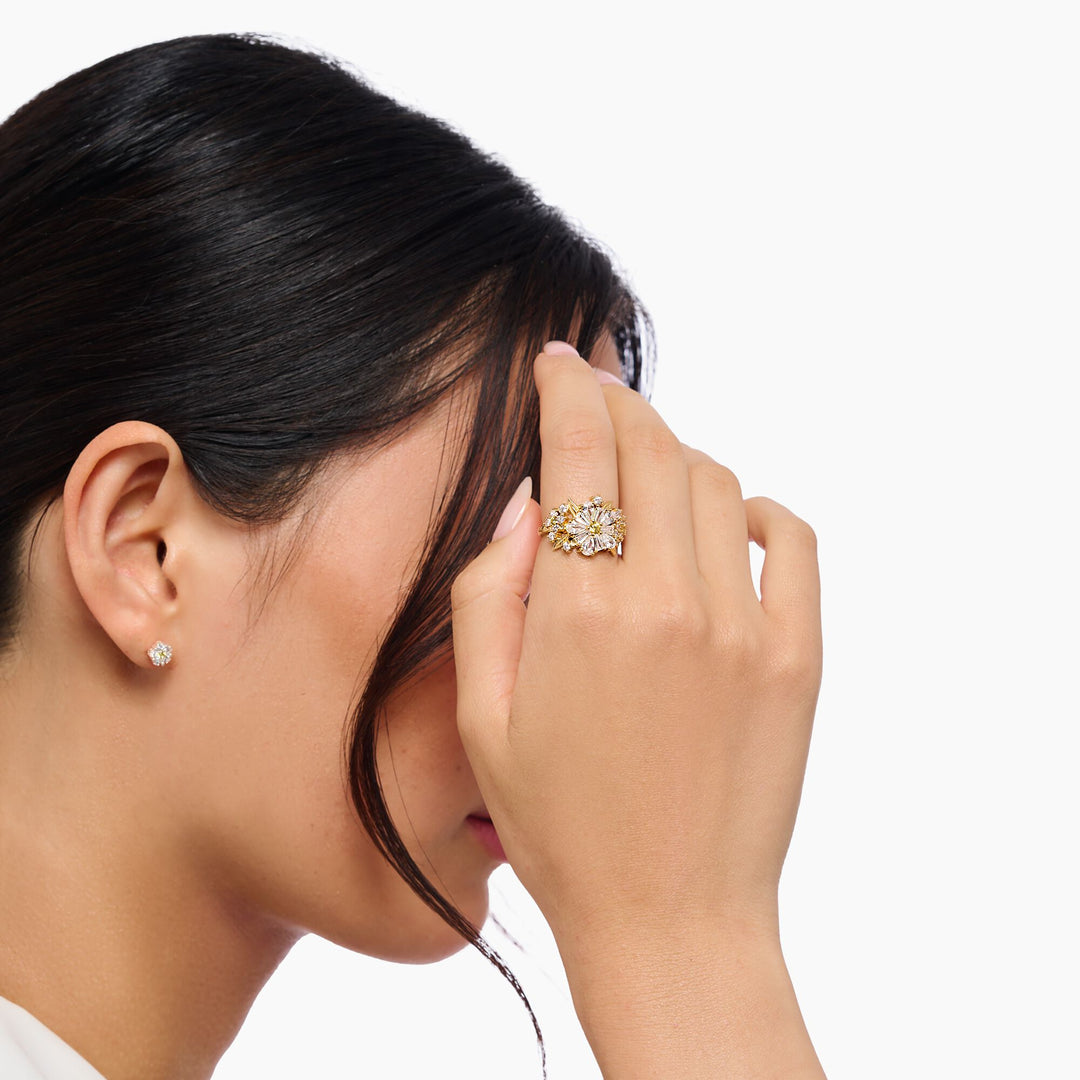 Thomas Sabo - Lovely Daisy White CZ Cocktail Ring - Gold