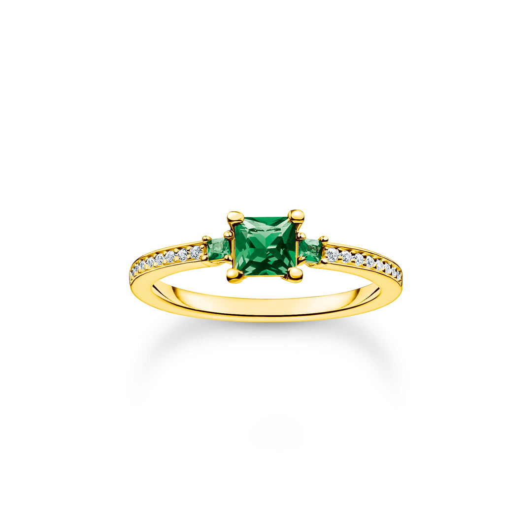 Thomas Sabo - White and Green Stones Ring - Gold
