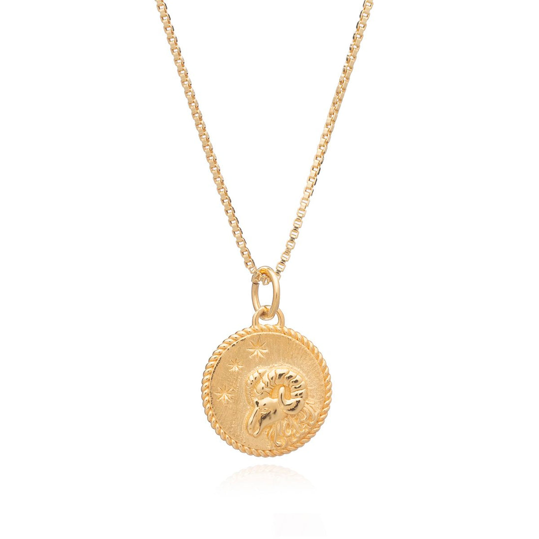 Rachel Jackson - Zodiac Art Coin Necklace Aries - Gold