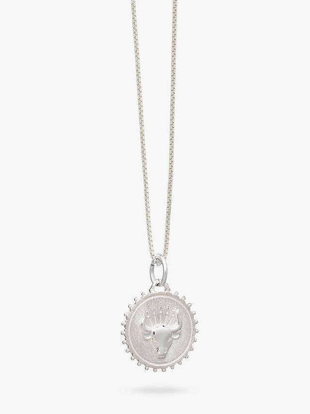 Rachel Jackson - Taurus Zodiac Art Coin Necklace - Silver