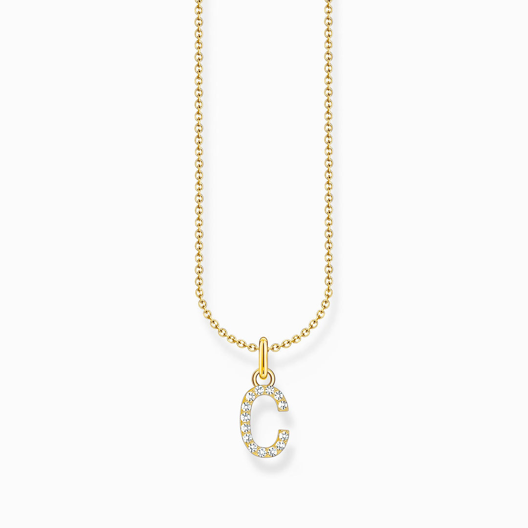 Thomas Sabo - Letter C with CZ Pendant Necklace - Gold