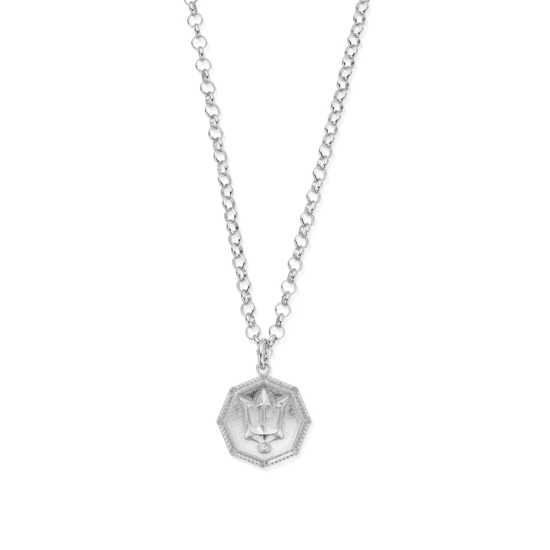 ChloBo - Men's Belcher Chain Trident Necklace - Silver