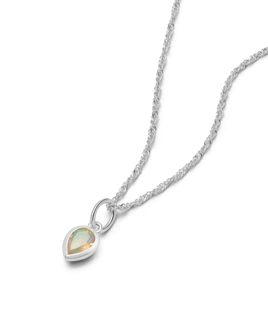 Daisy London - Birthstone Necklace - Opal October - Silver