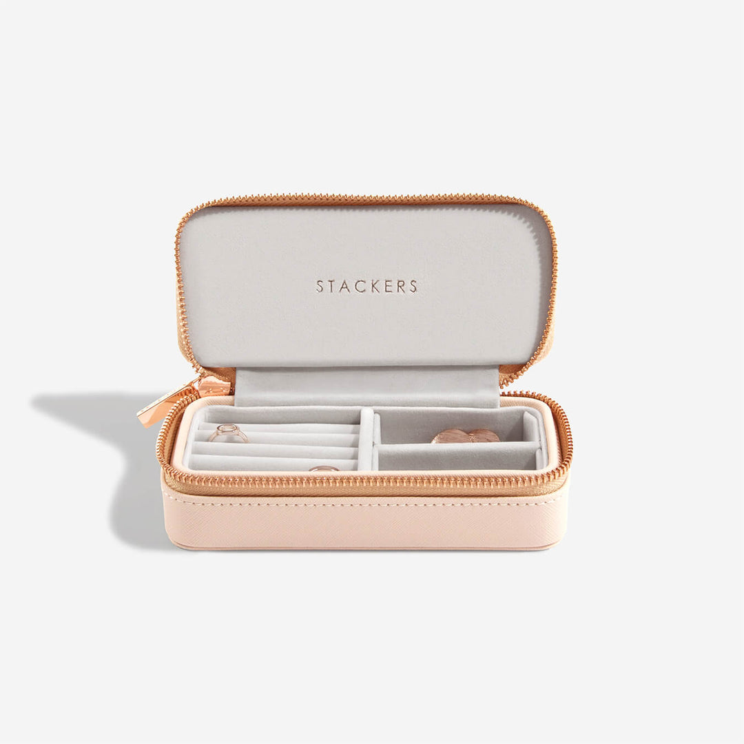 Stackers - Blush Pink Medium Zipped Travel Jewellery Box