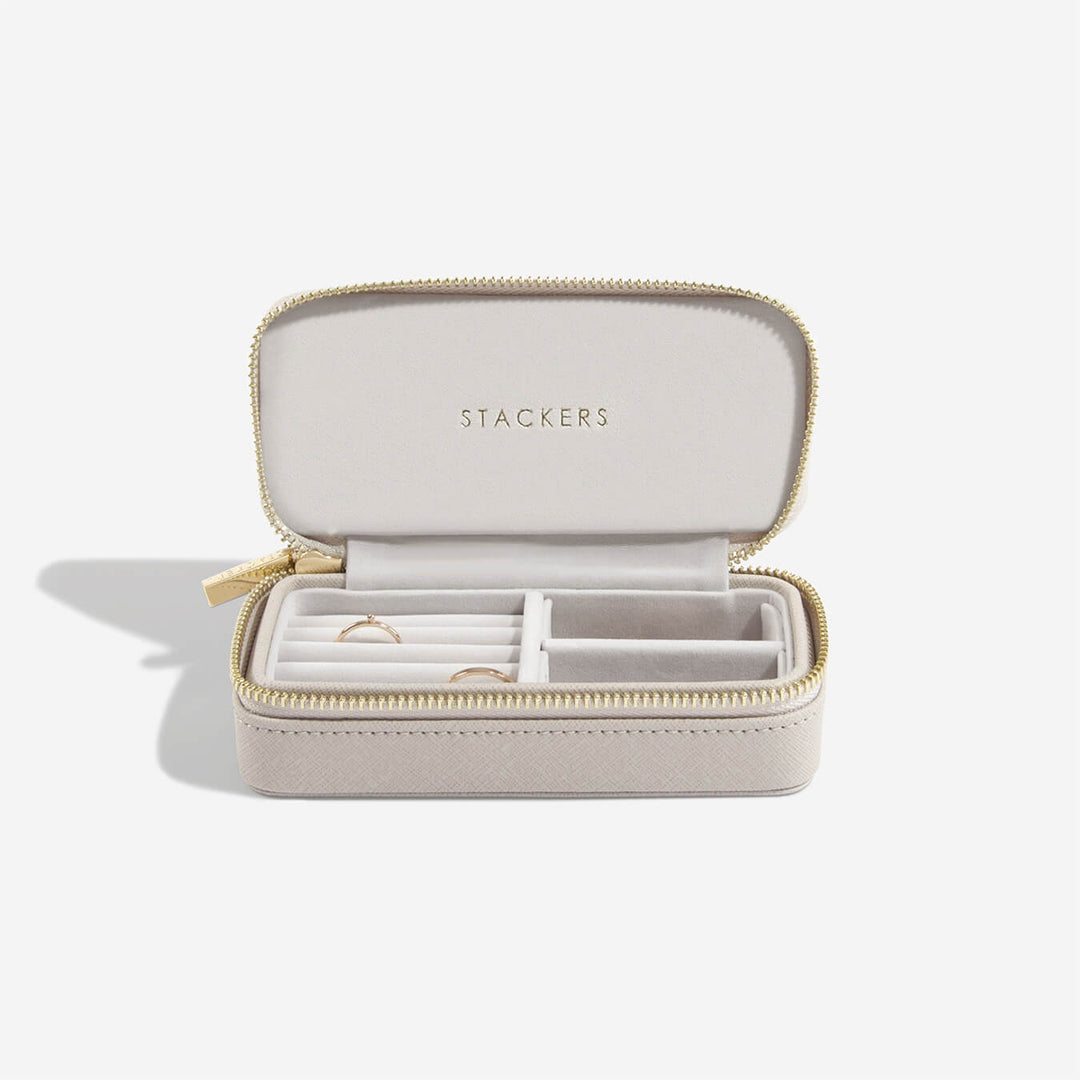 Stackers - Taupe Medium Zipped Travel Jewellery Box